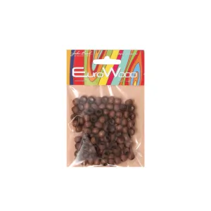 100-Pack Round Large-Hole Wooden Beads - Brown