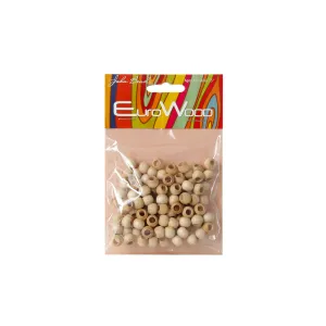 100-Pack Round Large-Hole Wooden Beads - Neutral