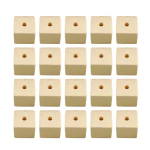 100pcs Wooden Square Beads Natural Blank Wood Cubes with Holes for Jewelry Necklace Creations, Crafts and DIY Projects（12 * 12MM）