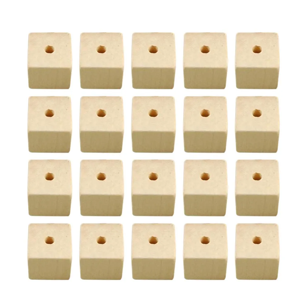 100pcs Wooden Square Beads Natural Blank Wood Cubes with Holes for Jewelry Necklace Creations, Crafts and DIY Projects（12 * 12MM）