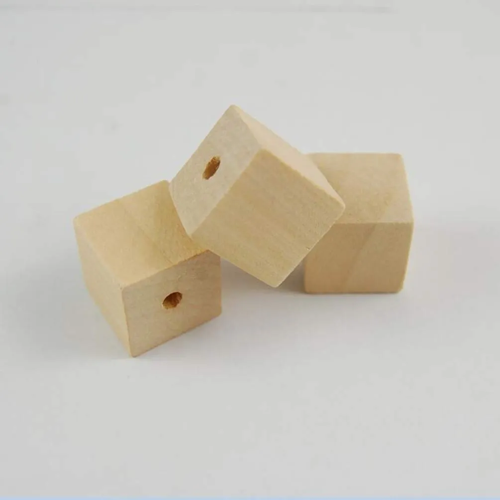 100pcs Wooden Square Beads Natural Blank Wood Cubes with Holes for Jewelry Necklace Creations, Crafts and DIY Projects（12 * 12MM）