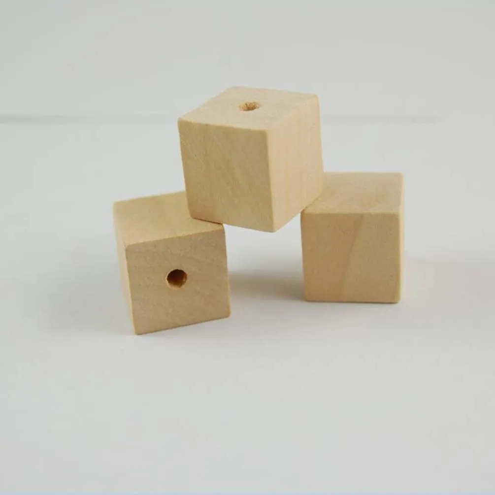 100pcs Wooden Square Beads Natural Blank Wood Cubes with Holes for Jewelry Necklace Creations, Crafts and DIY Projects（12 * 12MM）