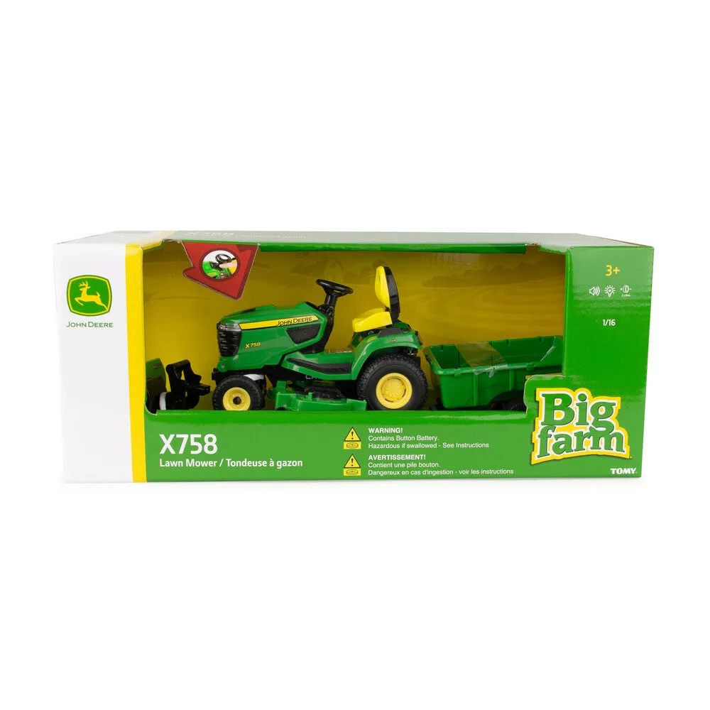 1:16 John Deere X758 Lawn Mower Tractor With Accessories Toy