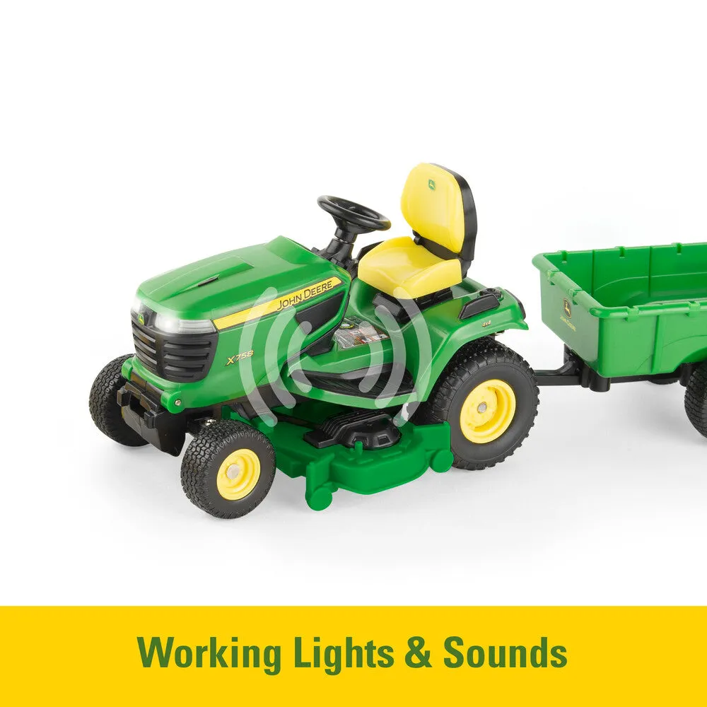 1:16 John Deere X758 Lawn Mower Tractor With Accessories Toy
