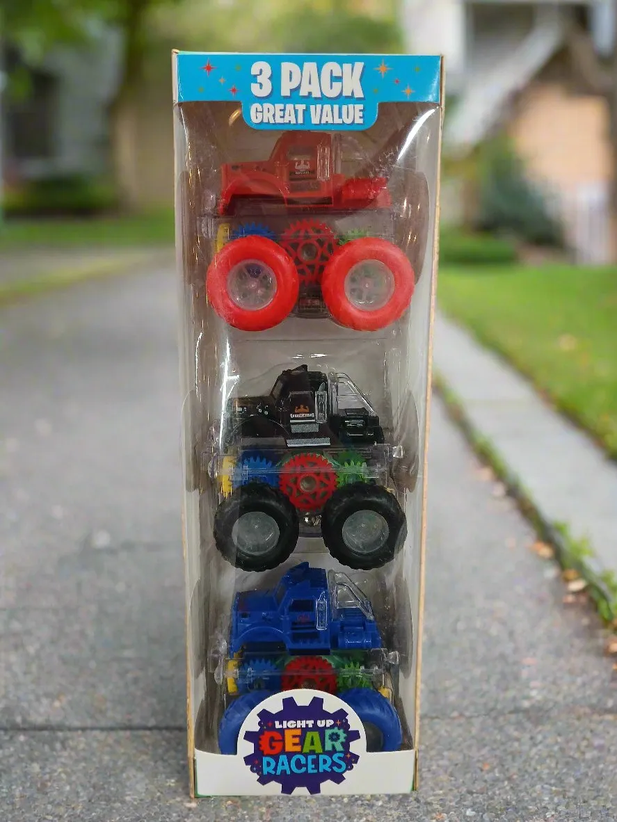 3 pack Light Up Gear Racers Cars