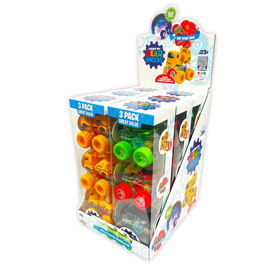 3 pack Light Up Gear Racers Cars