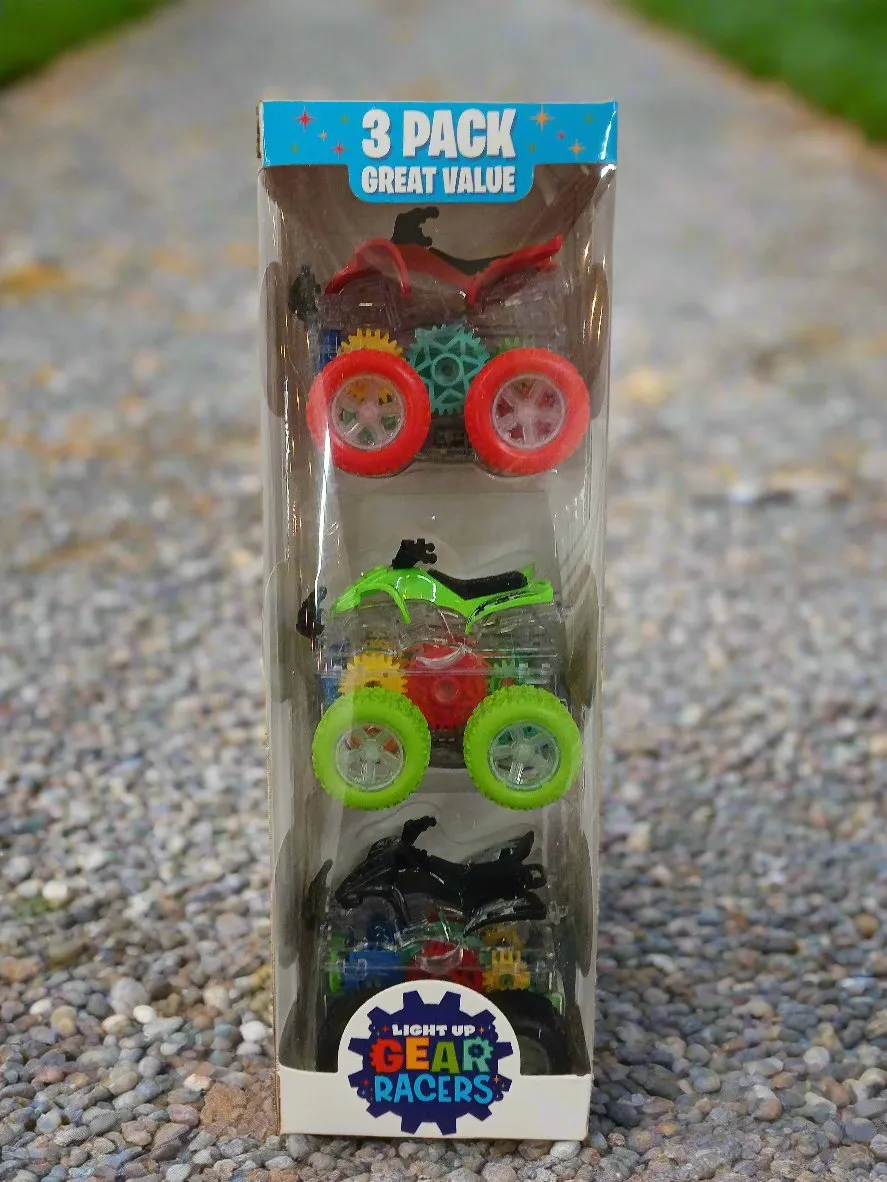 3 pack Light Up Gear Racers Cars