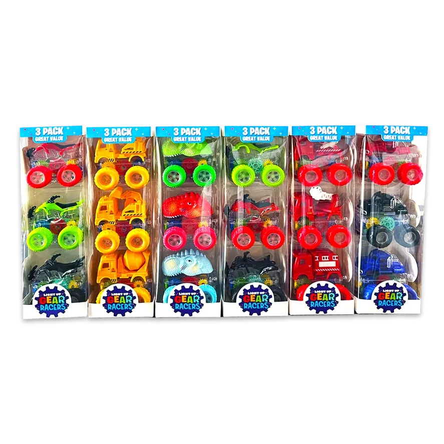 3 pack Light Up Gear Racers Cars