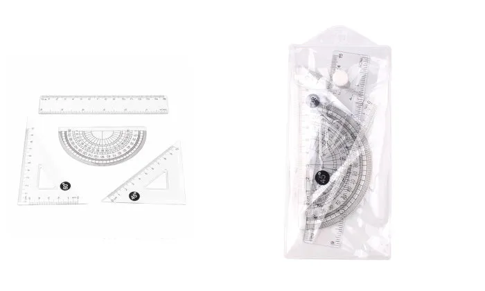 4 Pieces Clear Plastic Math Geometry Tool