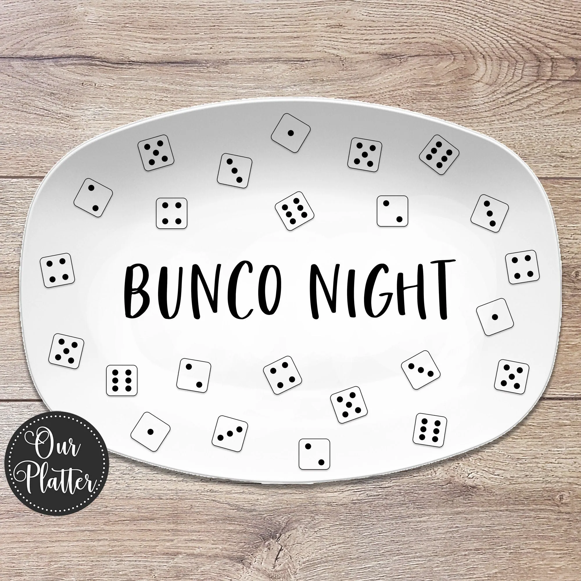 Bunco Night Dice Custom Personalized Platter