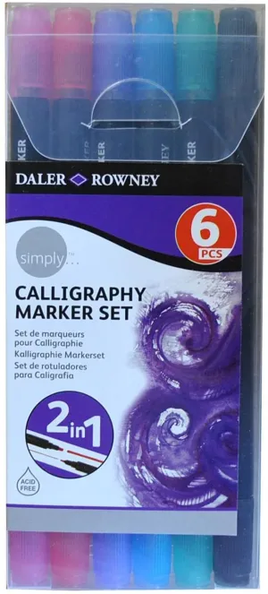 Daler Rowney Simply 6 Pen Calligraphy Marker Set