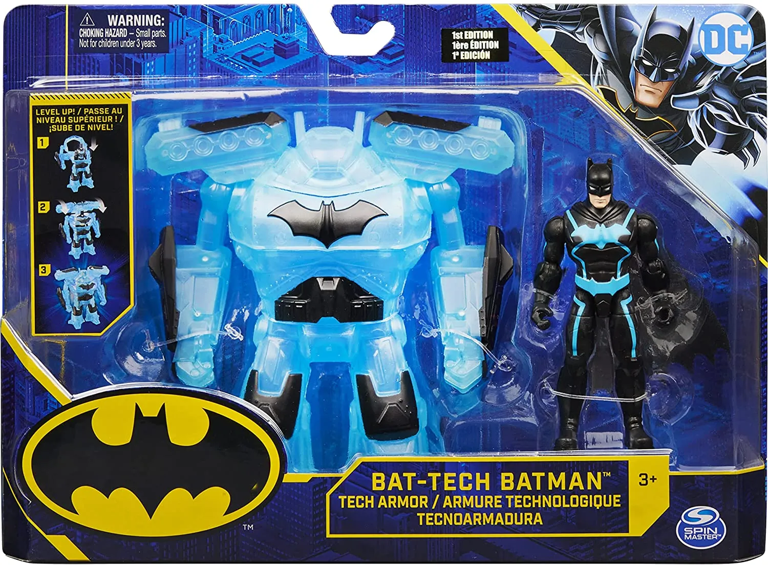 DC Comics Batman Bat-Tech 4-inch Deluxe Action Figure with Transforming Tech Armor, Kids Toys for Boys Aged 4 and up