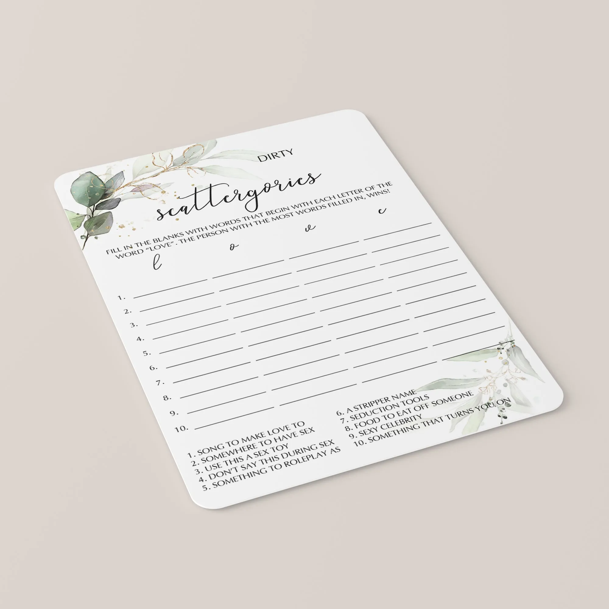 Dirty Hen Party Games Bundle Printable