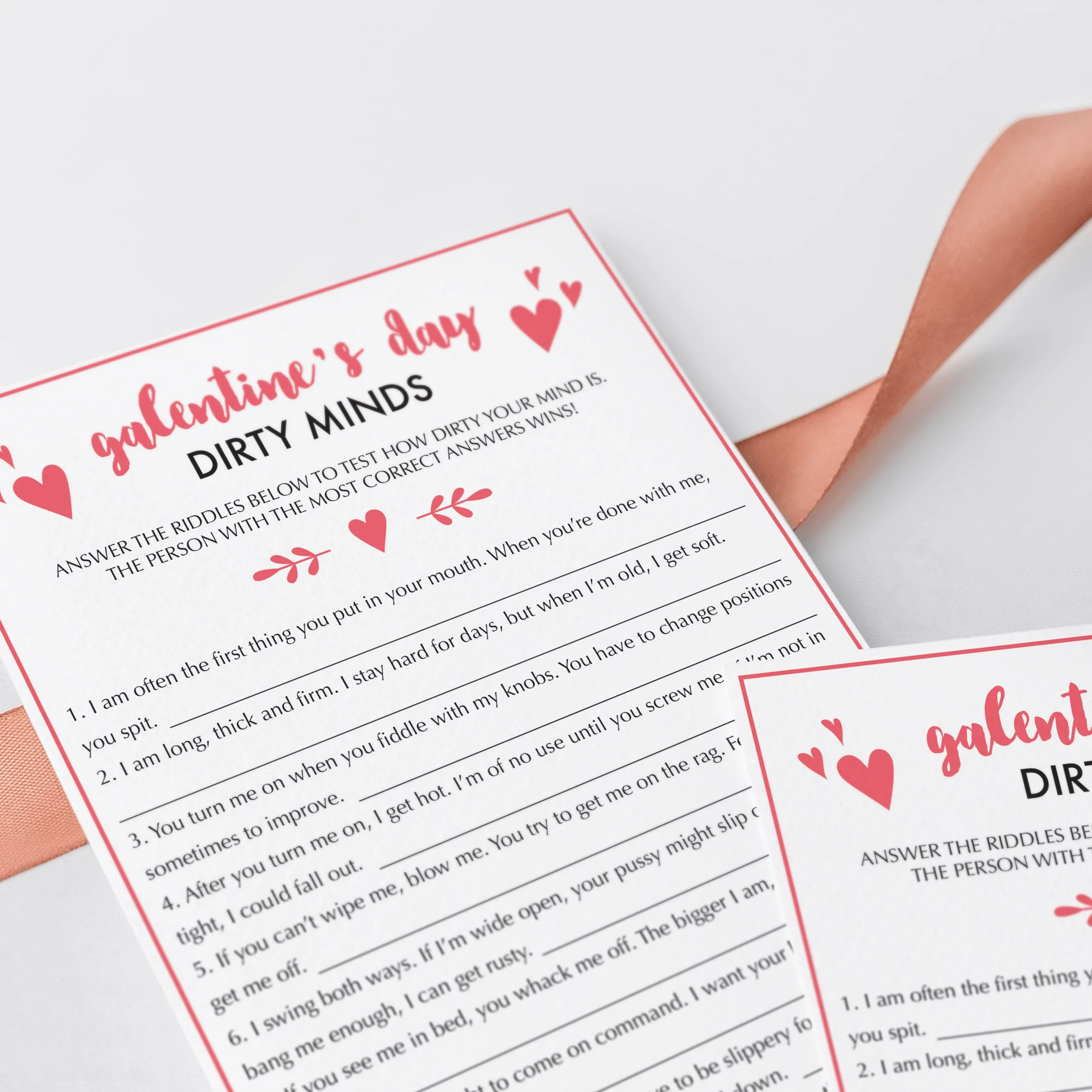 Dirty Minds Game for Adults Valentine's Day Party