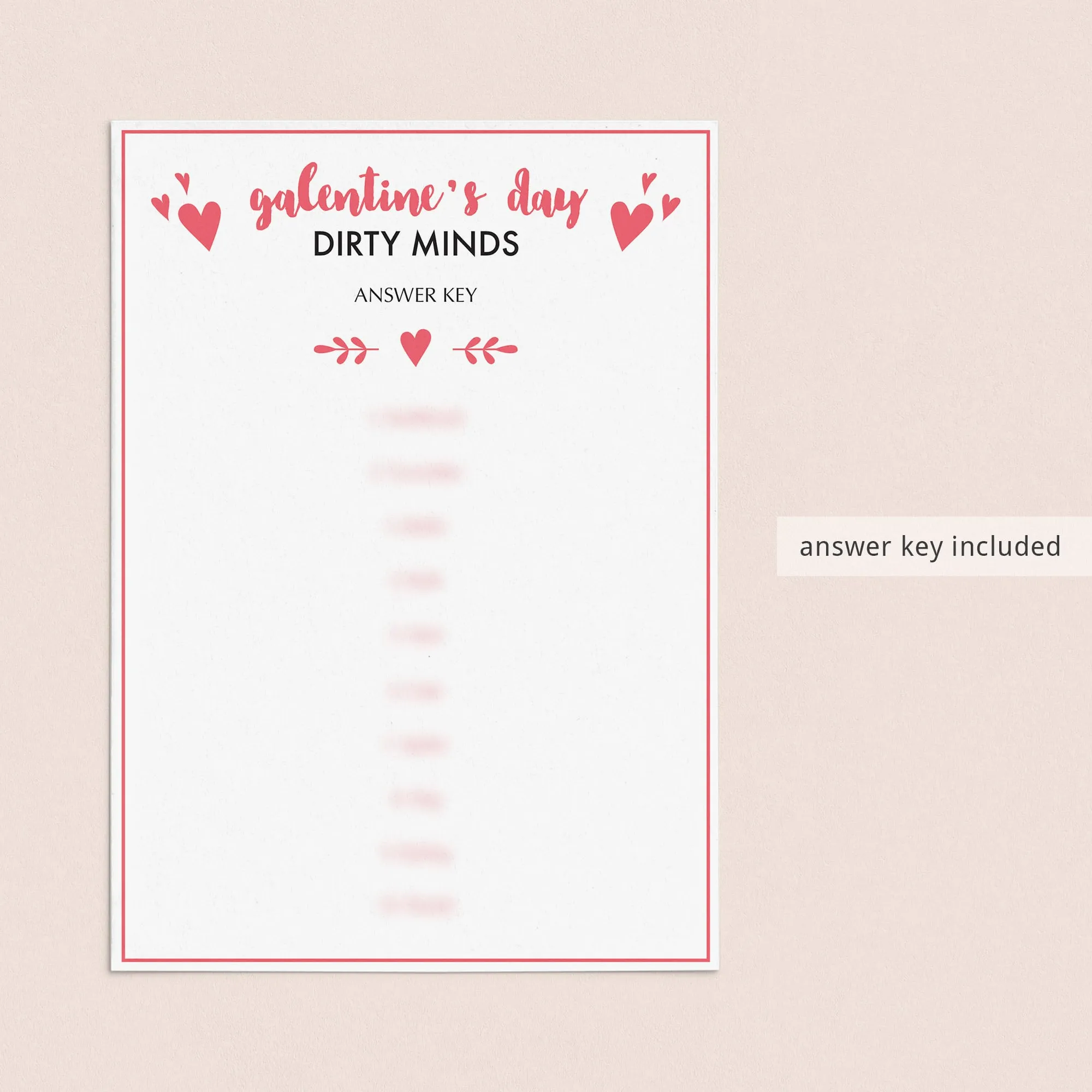 Dirty Minds Game for Adults Valentine's Day Party