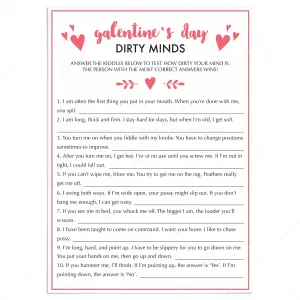 Dirty Minds Game for Adults Valentine's Day Party