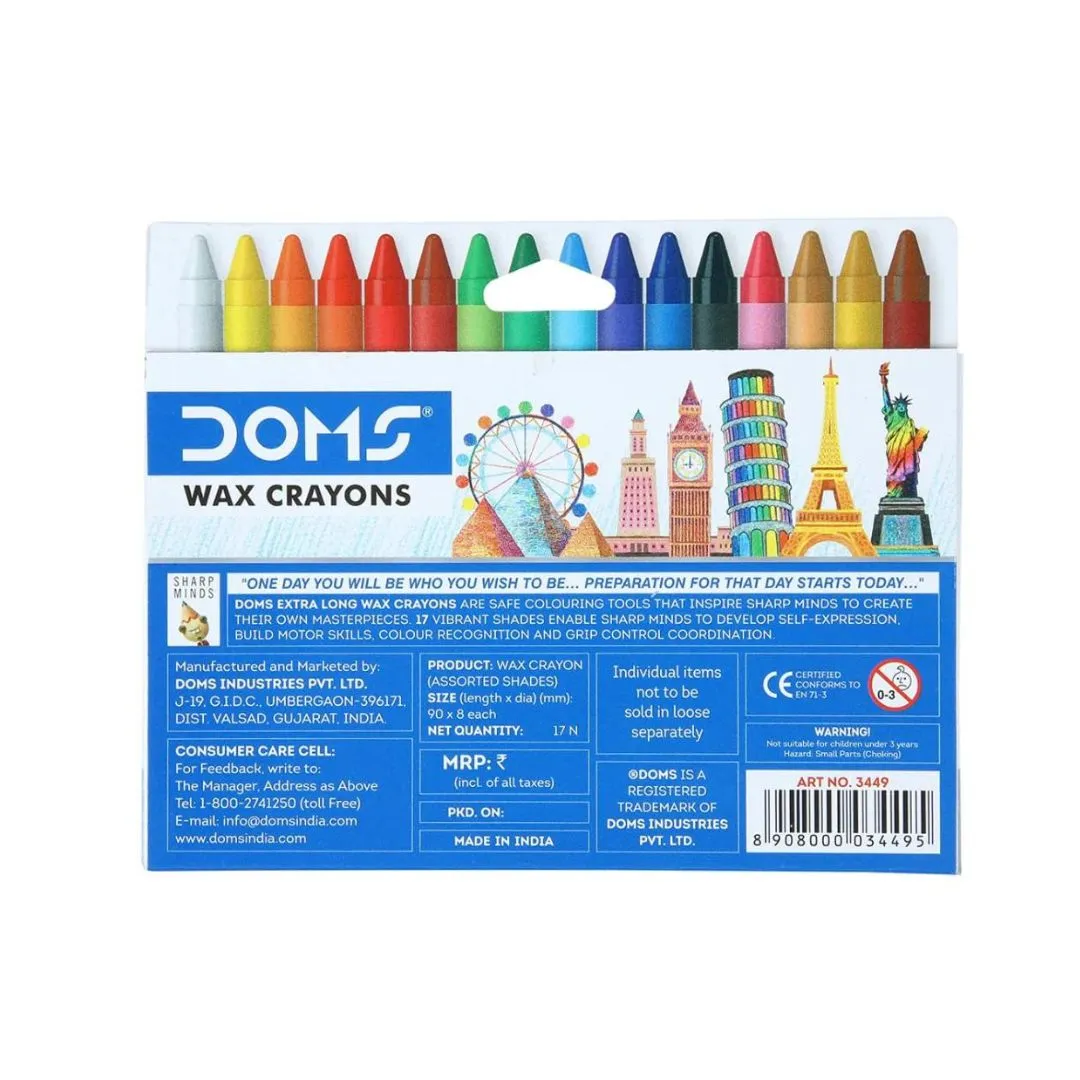 Doms Extra Long Crayons - 16 Shades ( Pack Of 1 )