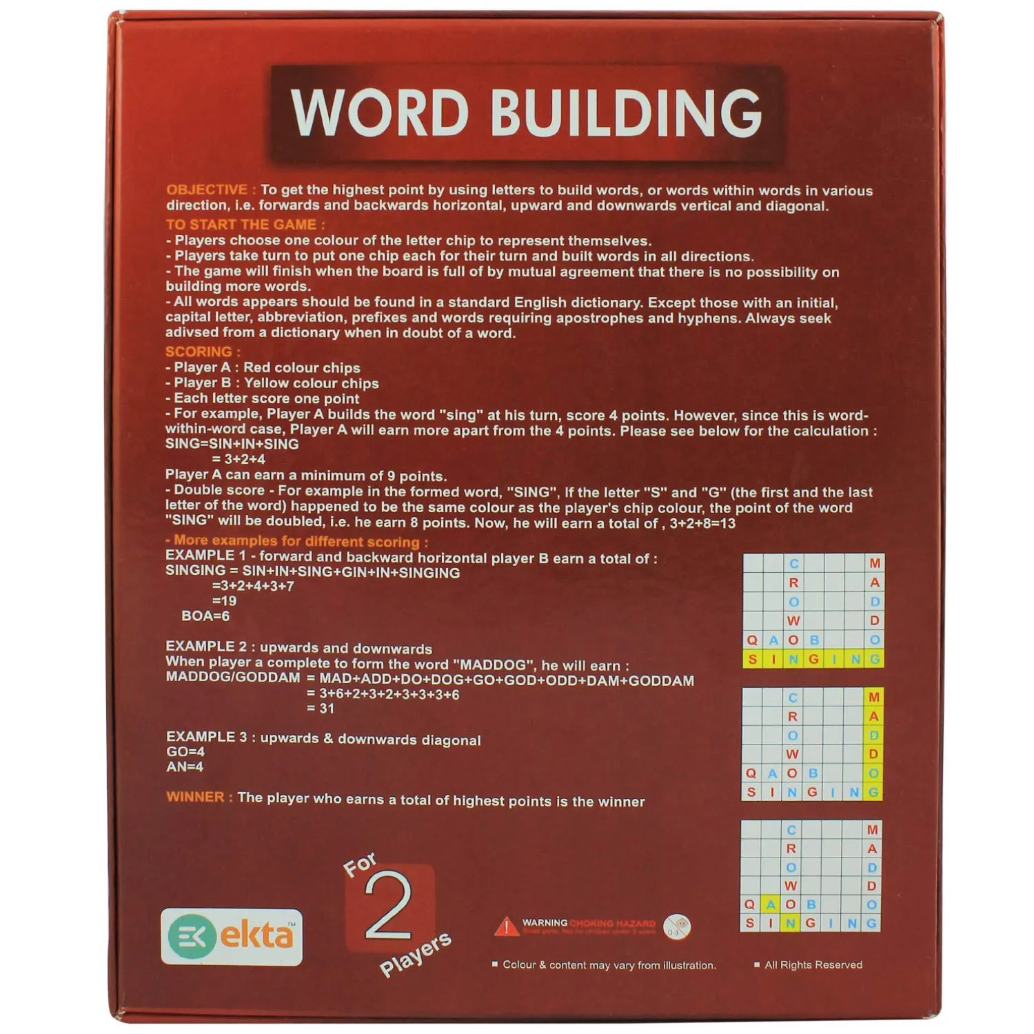 EKTA Word Building Game for Kids (Yellow)