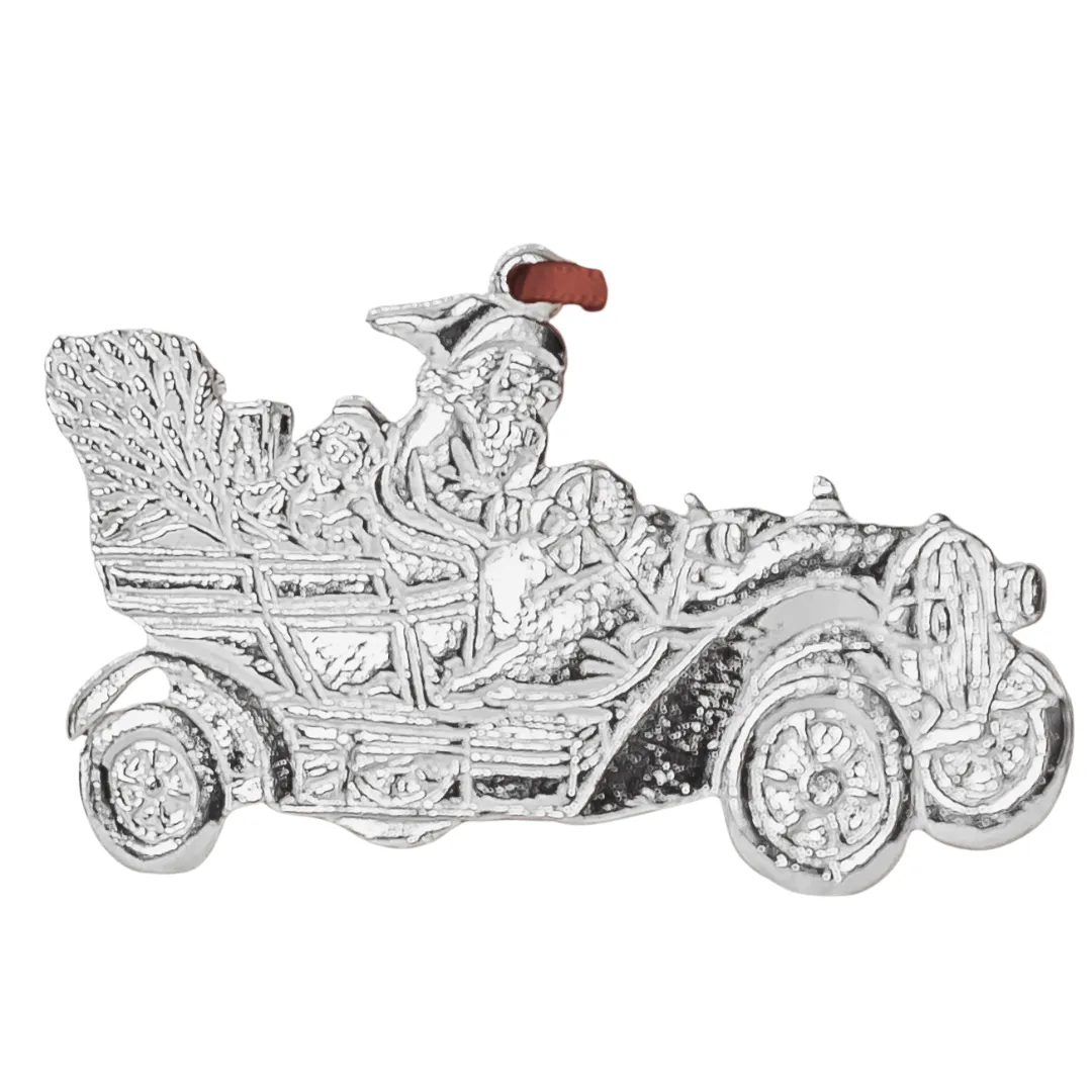 Fast Car Santa Ornament - Santa in a Vintage Car Christmas Ornament