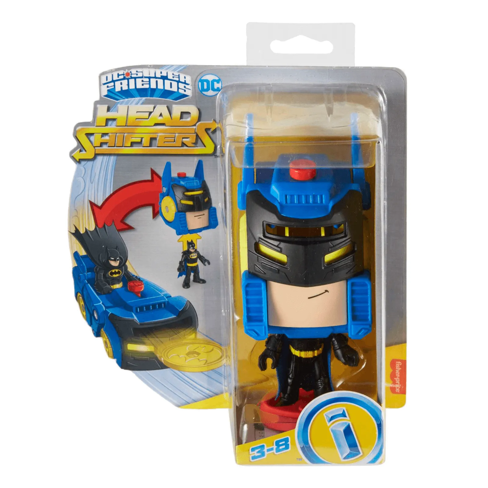 Fisher Price DC Super Friends Head Shifters Toy Figure Vehicle Set