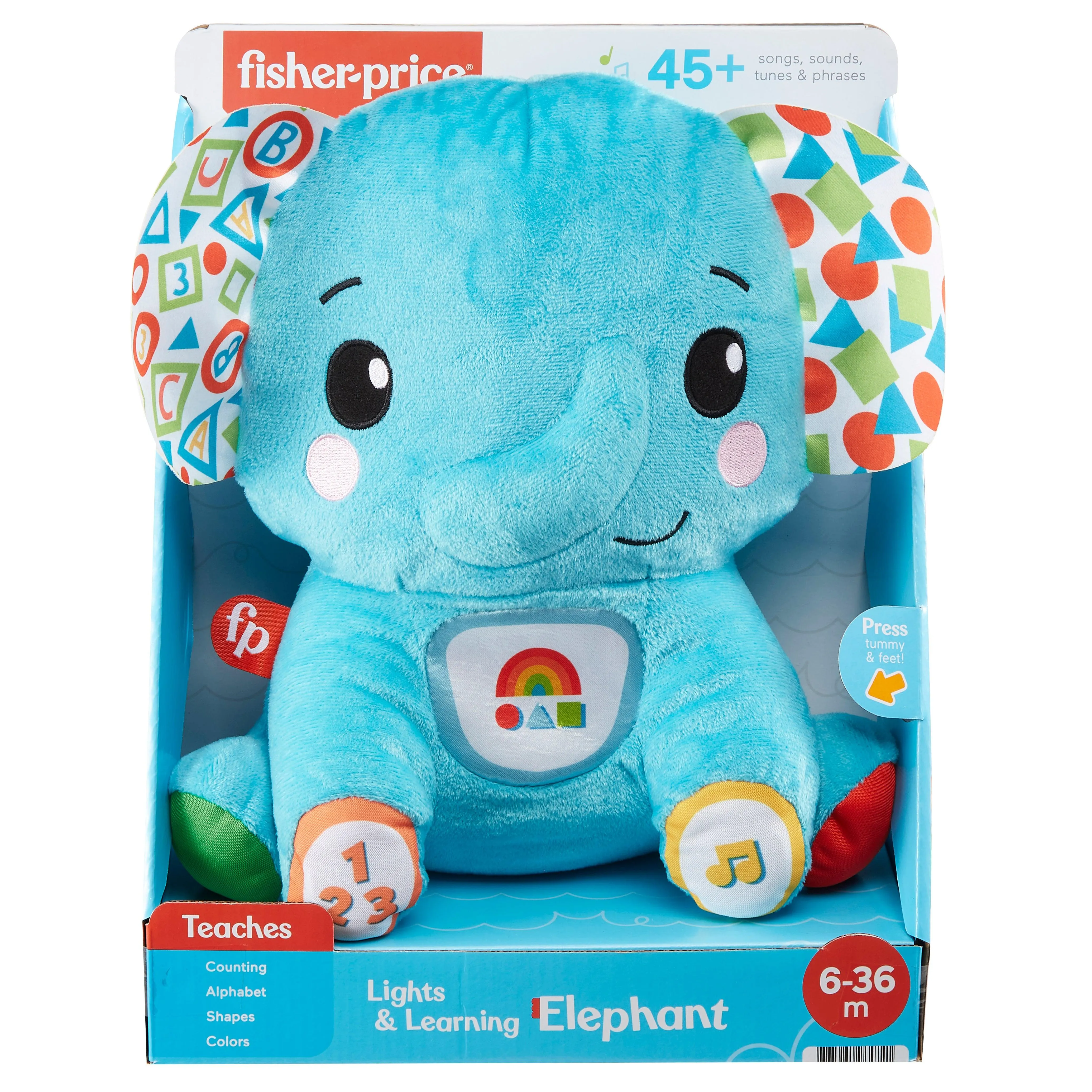 Fisher-Price Lights & Learning Elephant - Musical Plush Toy For Infant & Toddlers