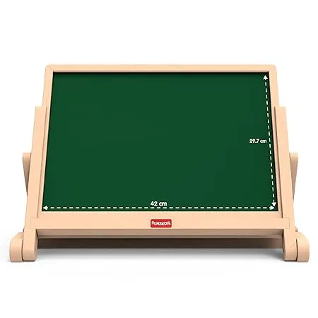 Funskool Giggles Draw N Write Desktop Slate, 4 in 1 Double Sided Board - Chalk Board & Dry Erase/Magnetic Board, Adjustable Angles, Magnetic Letters and Numbers, 3 Years