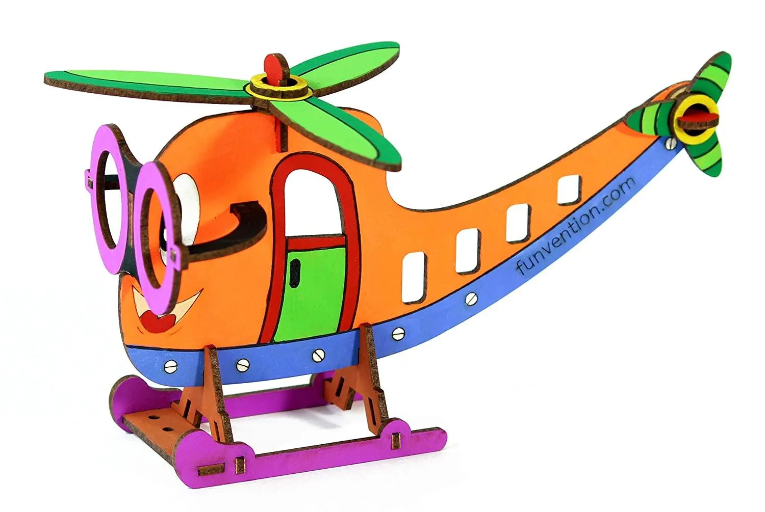 Funvention 3D Coloring Model - Helicopter - DIY Puzzle Toy Pen Stand Utility