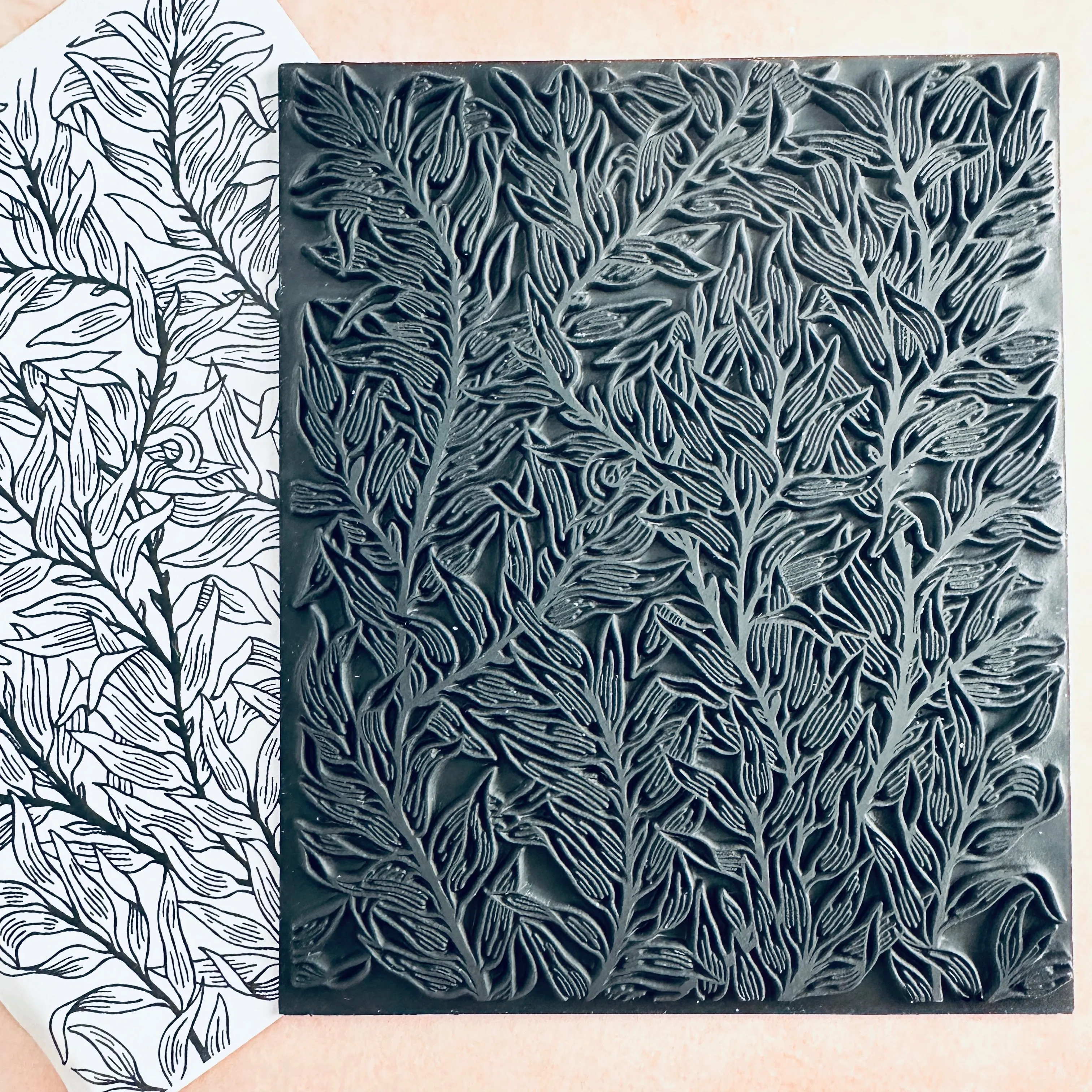 HERBS Rubber Stamp Ink Jumbo Texture Sheet for polymer clay gelli plate printing scrapbooking jewelry mixed media
