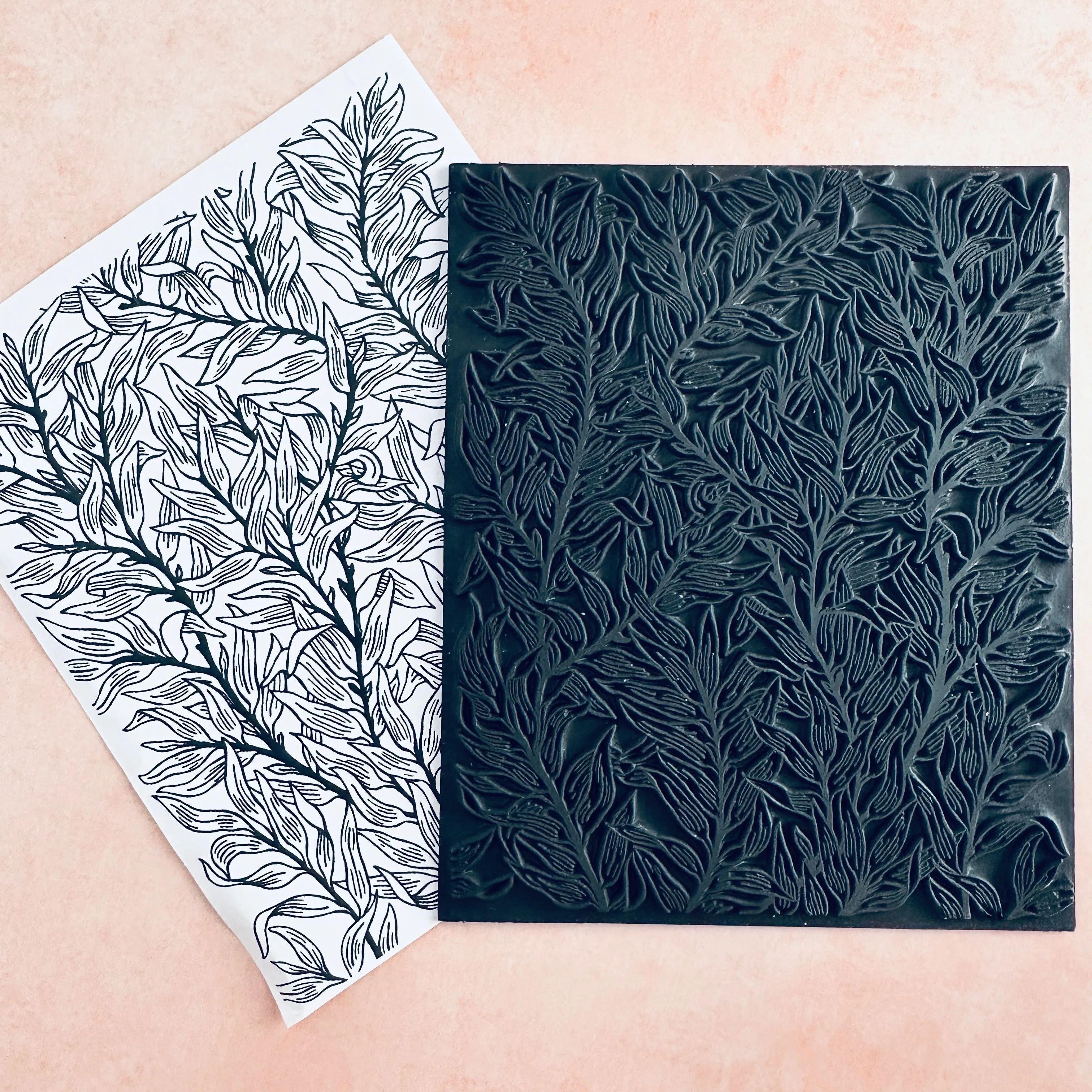 HERBS Rubber Stamp Ink Jumbo Texture Sheet for polymer clay gelli plate printing scrapbooking jewelry mixed media