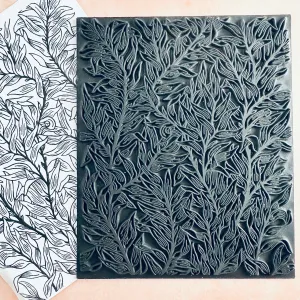 HERBS Rubber Stamp Ink Jumbo Texture Sheet for polymer clay gelli plate printing scrapbooking jewelry mixed media