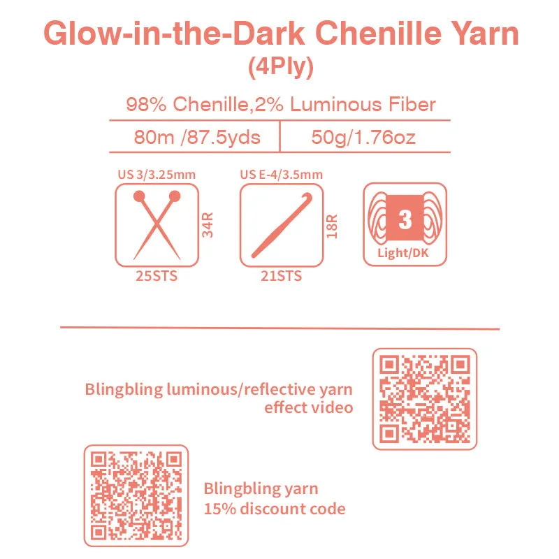 High Quality Yellow Glow-in-the-Dark Chenille Yarn