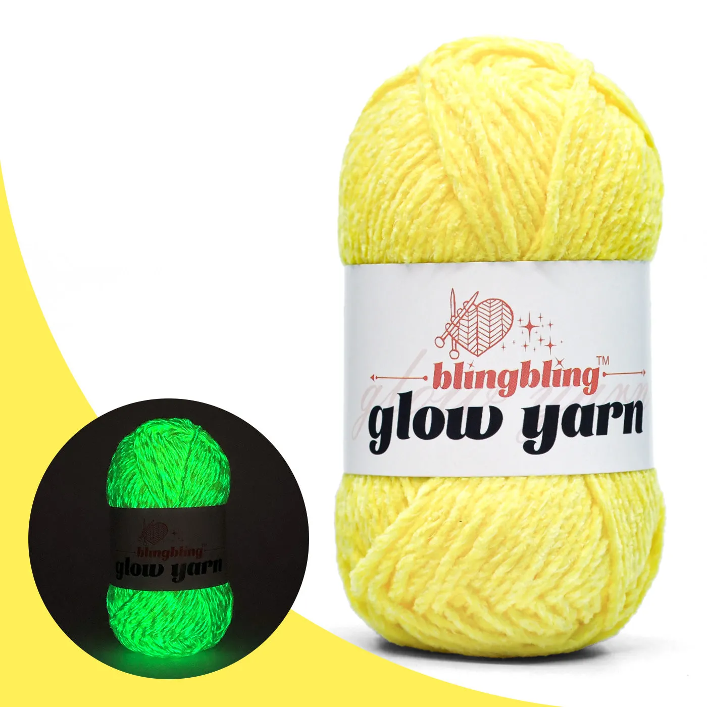 High Quality Yellow Glow-in-the-Dark Chenille Yarn