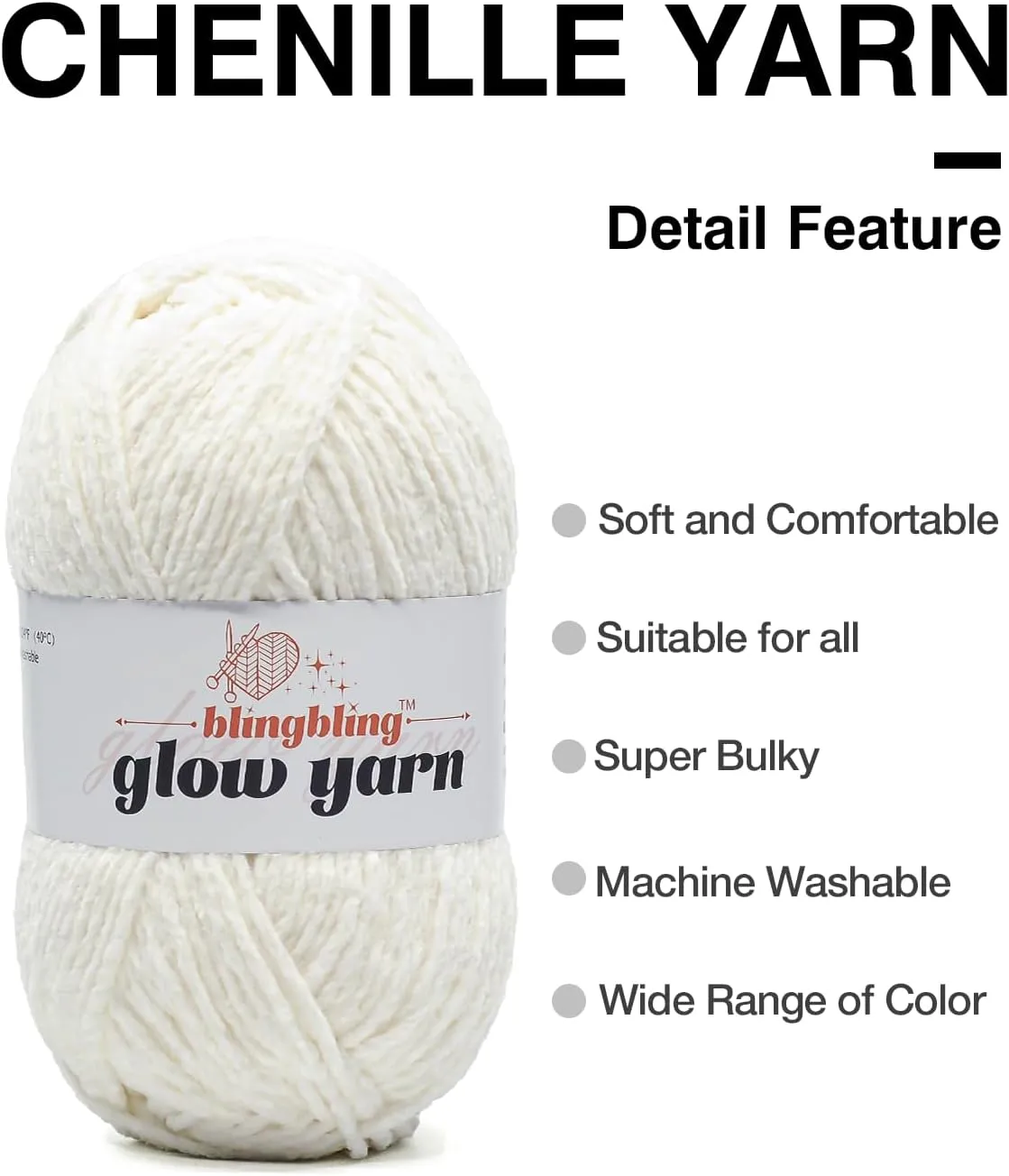 High Quality Yellow Glow-in-the-Dark Chenille Yarn