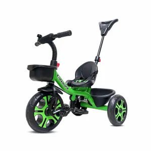 KIDSMATE® Junior Plug N Play Kids/Baby Tricycle with Parental Control, Storage Basket, Cushion Seat and Seat Belt for 12 Months to 48 Months Boys/Girls/Carrying Capacity Upto 30 Kgs (Green)