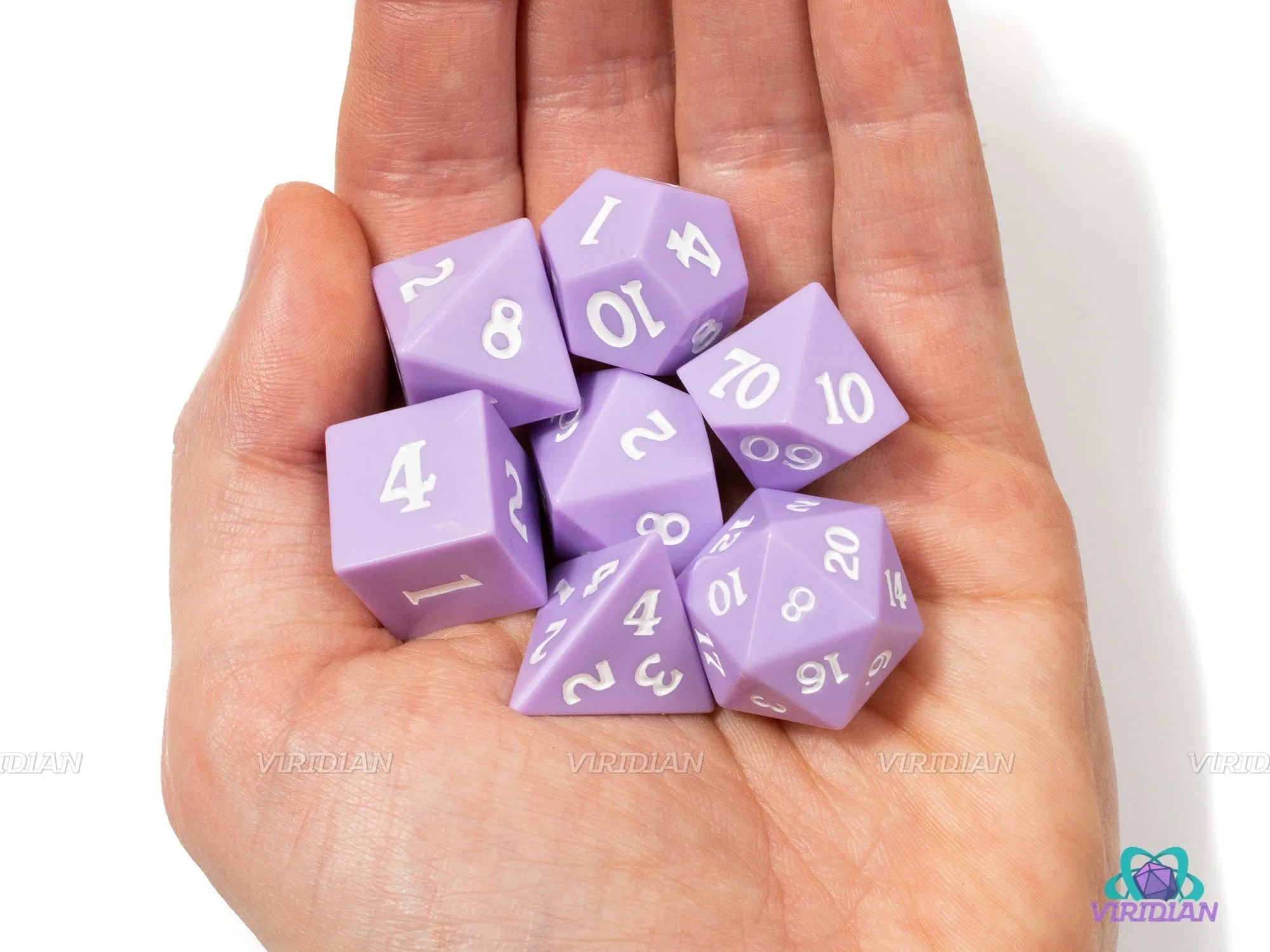 Lilac Cream | Light Purple Sharp Edge Acrylic Dice Set (7)