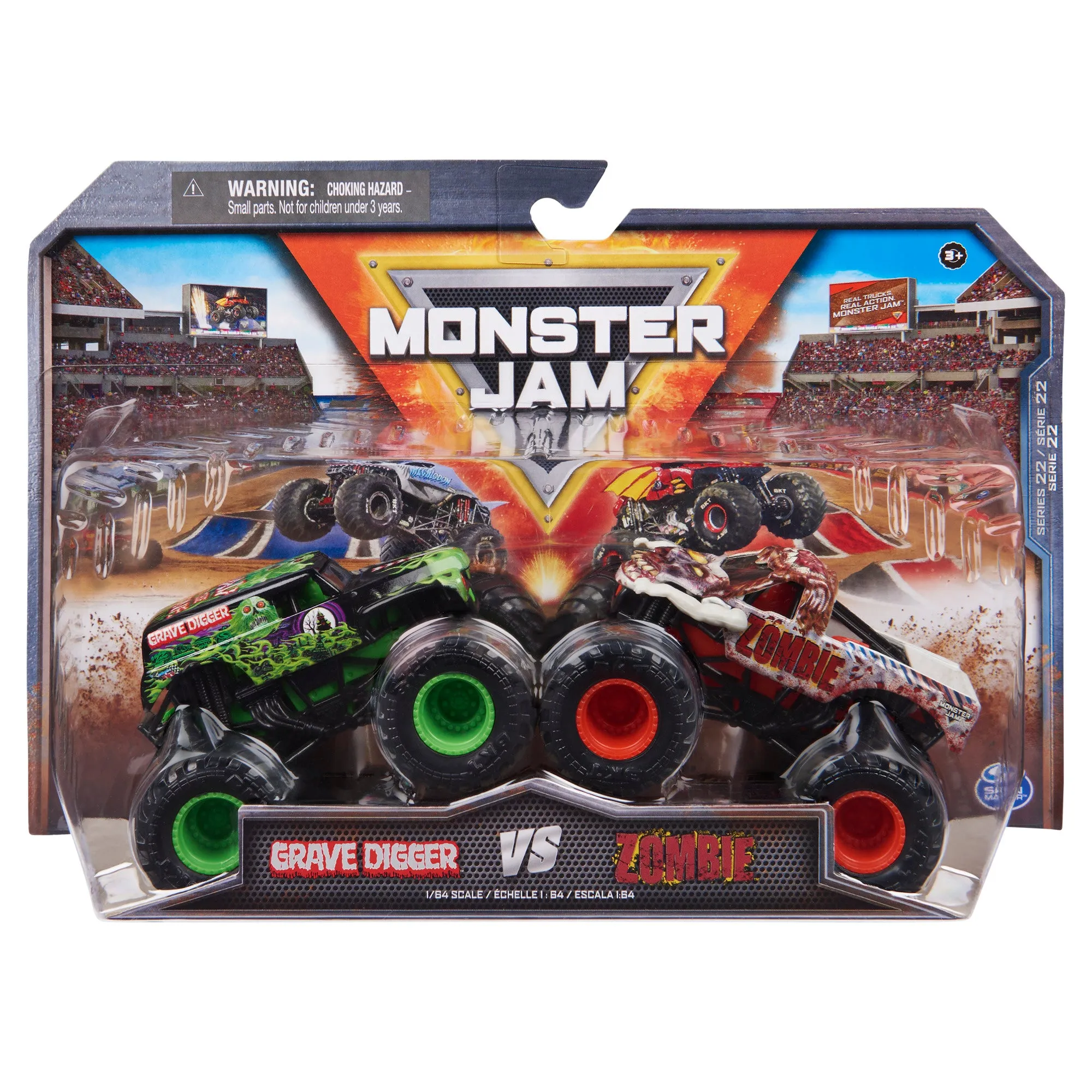 Monster Jam 1:64 2 Pack Grave Digger And Zombie