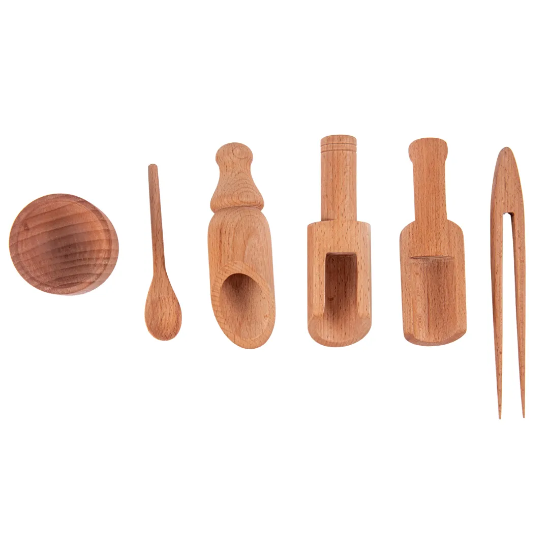 Nesta Toys Wooden Sensory Tool Toy Set of 6 with Montessori Tray - Montessori Toys for Kids Ages 2 