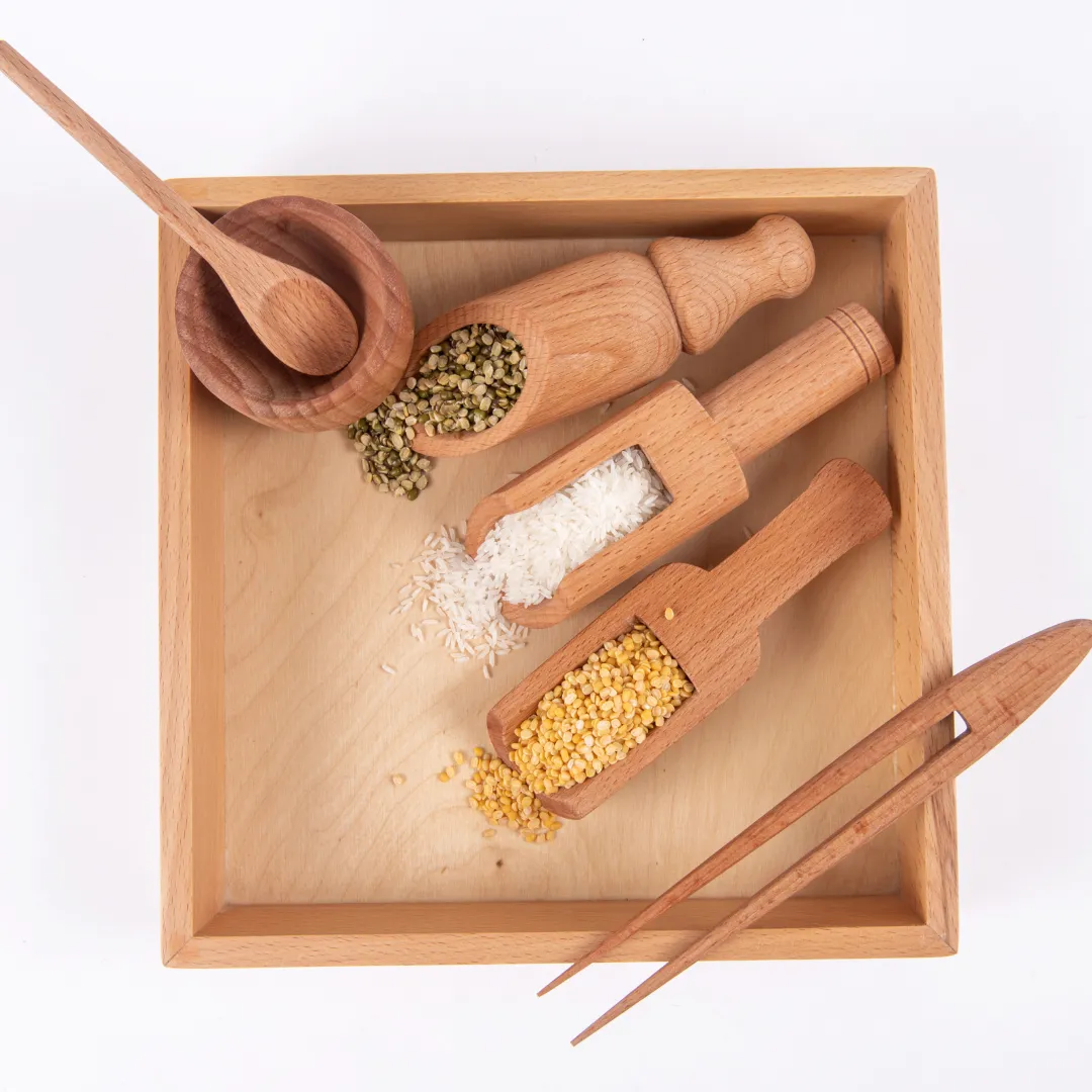 Nesta Toys Wooden Sensory Tool Toy Set of 6 with Montessori Tray - Montessori Toys for Kids Ages 2 