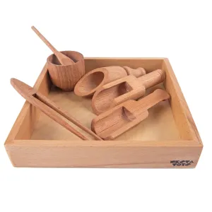 Nesta Toys Wooden Sensory Tool Toy Set of 6 with Montessori Tray - Montessori Toys for Kids Ages 2 
