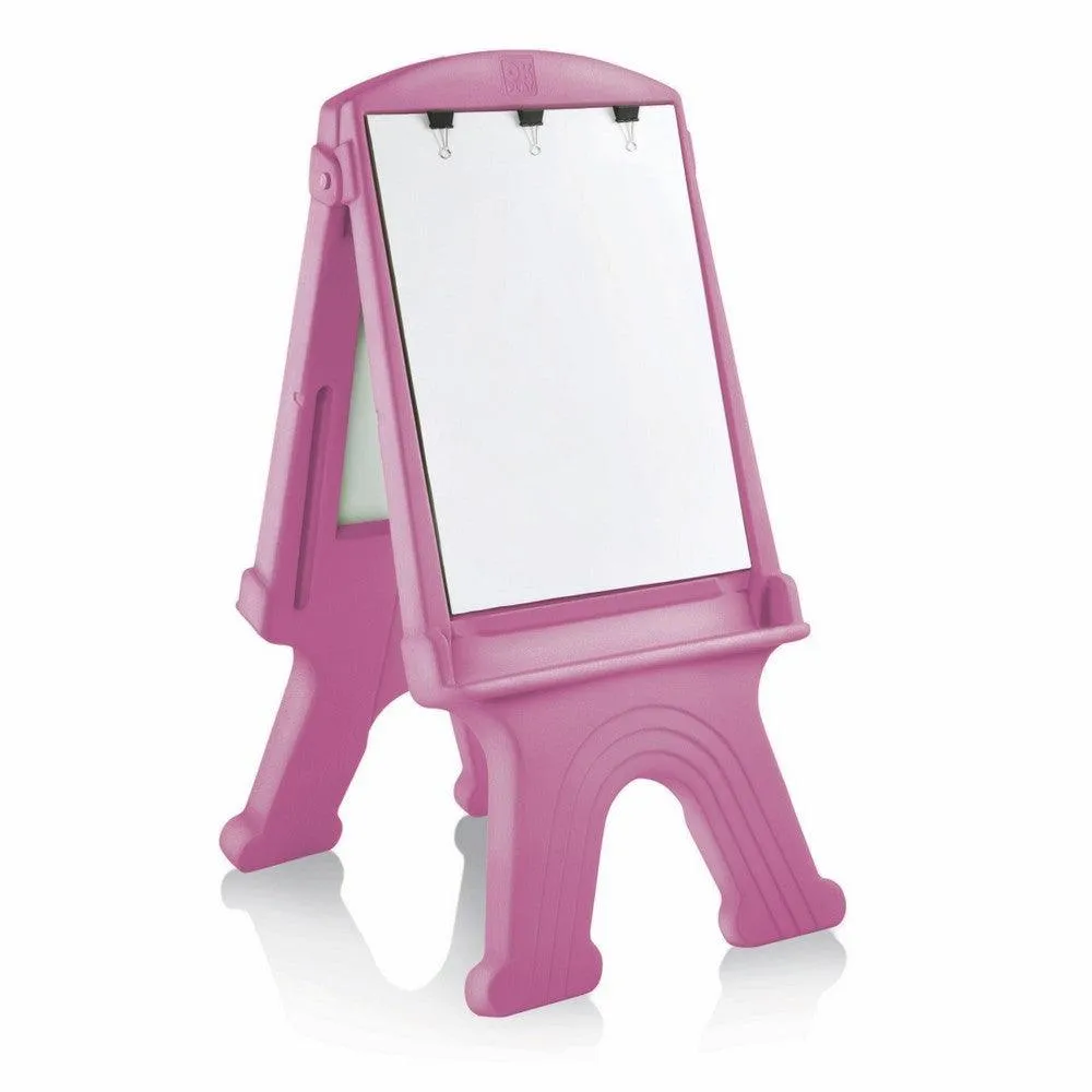 Ok Play Easel Grand, Display Easel, Easel For Kids Drawing & Writing, Perfect Plastic Board, Pink & White, 5 To 10 Years
