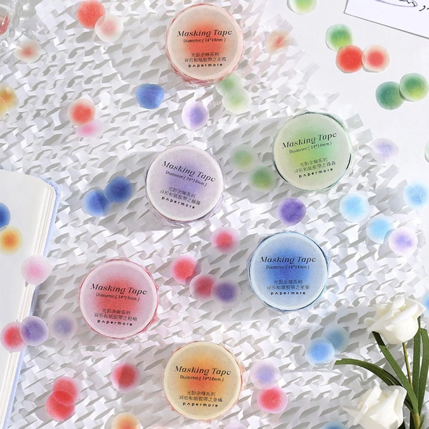 PaperMore Special-shaped Washi Tape Light and Shadow Afterglow Series 6 Types NP-000099