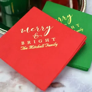 Personalized 3-Ply Paper Christmas Cocktail Napkins