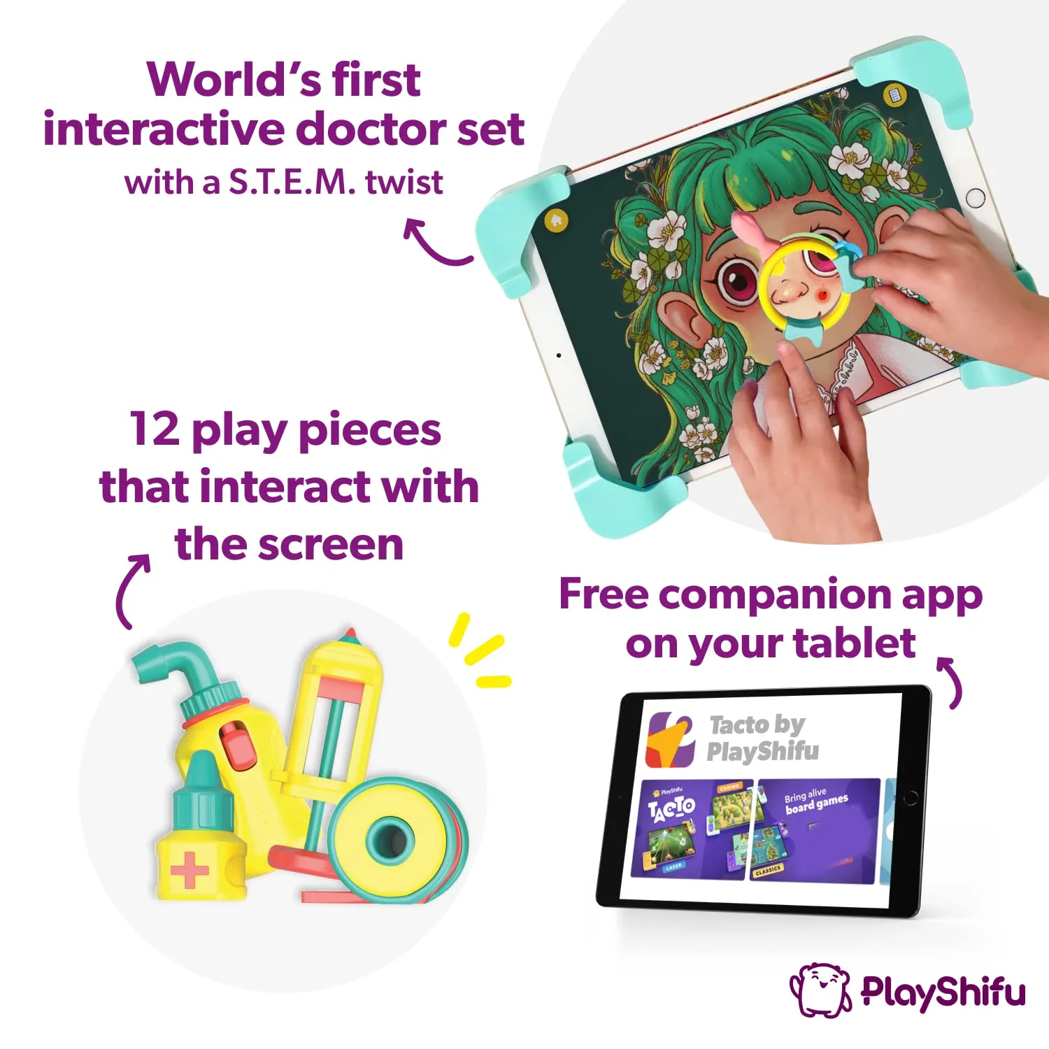 PlayShifu Tacto Doctor - Interactive STEM Pretend Play with Real Learning Game for Kids Ages 4 Years & Up (Tablet Not Included)