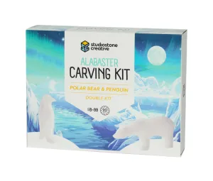 Polar Bear & Penguin Double Alabaster Carving Kit by Studiostone Creative