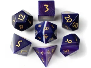 Purple Agate | Real Gemstone Dice Set (7) | Dungeons and Dragons (DnD) | Tabletop RPG Gaming