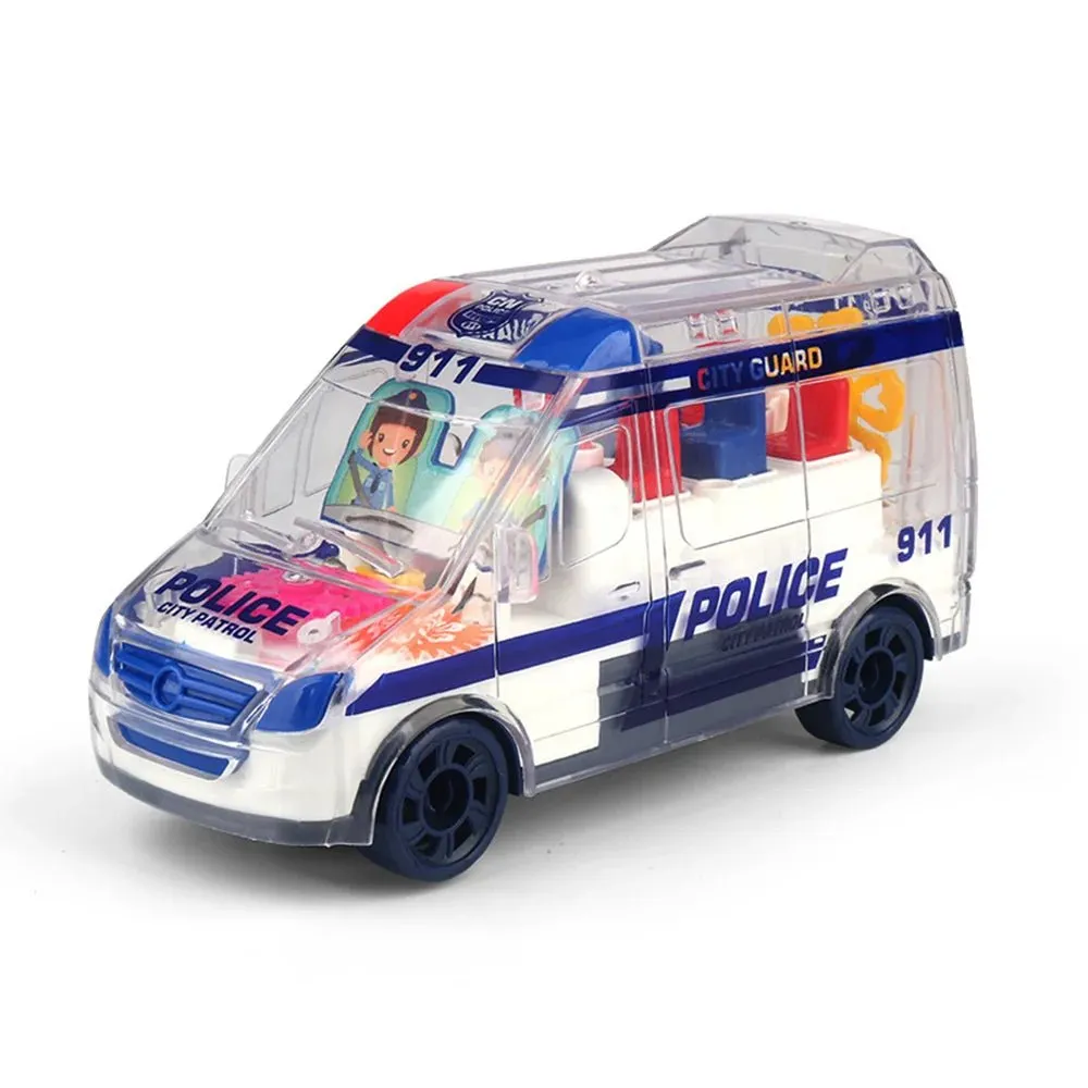 Realistic Transparent Gear Musical Police Car