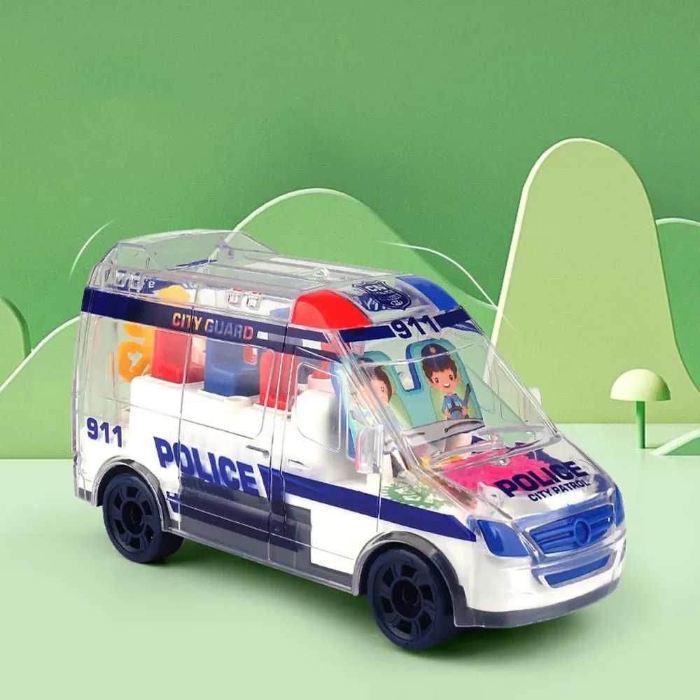 Realistic Transparent Gear Musical Police Car