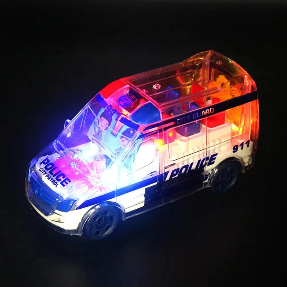 Realistic Transparent Gear Musical Police Car