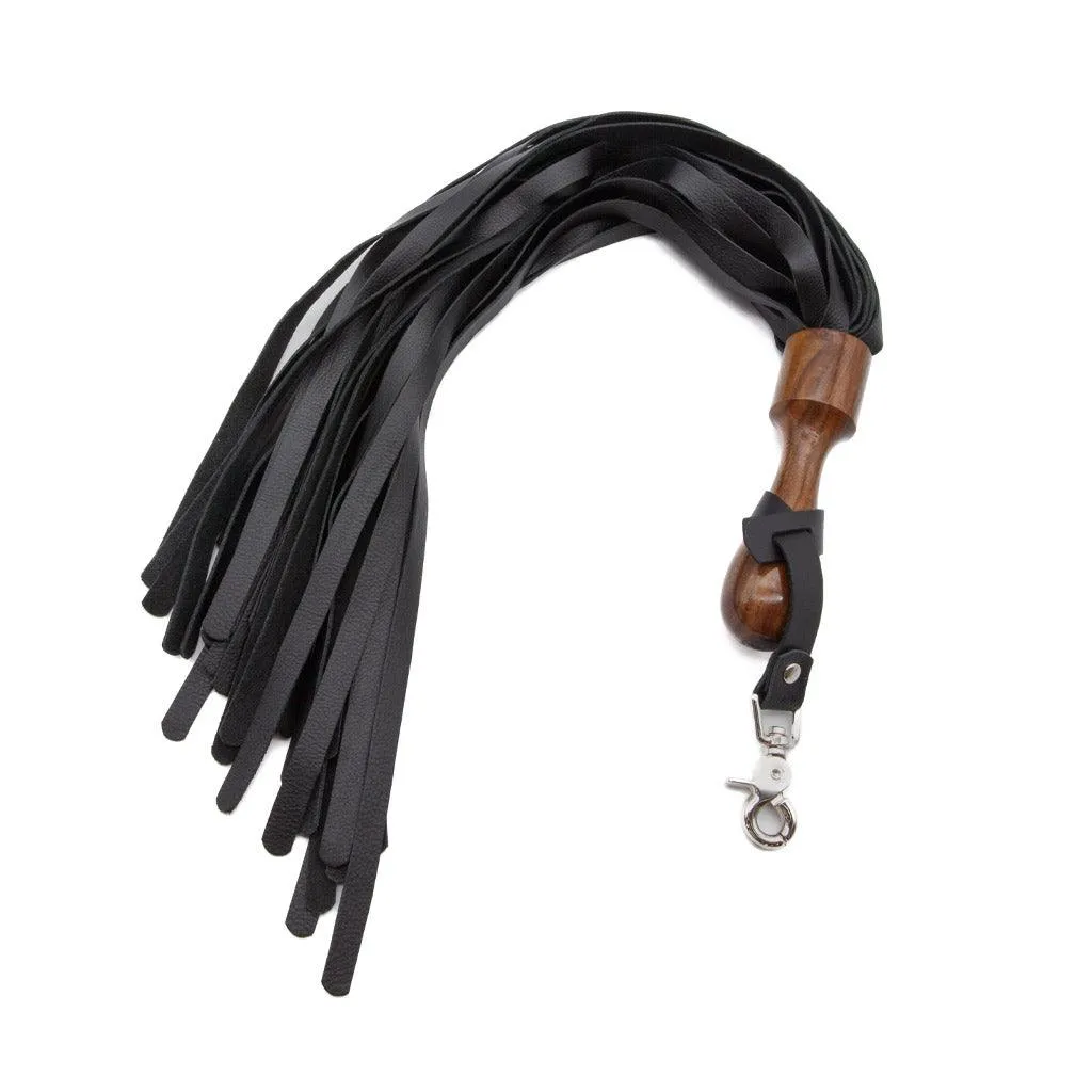 Sissoo Rosewood Short Round Handle Leather Flogger