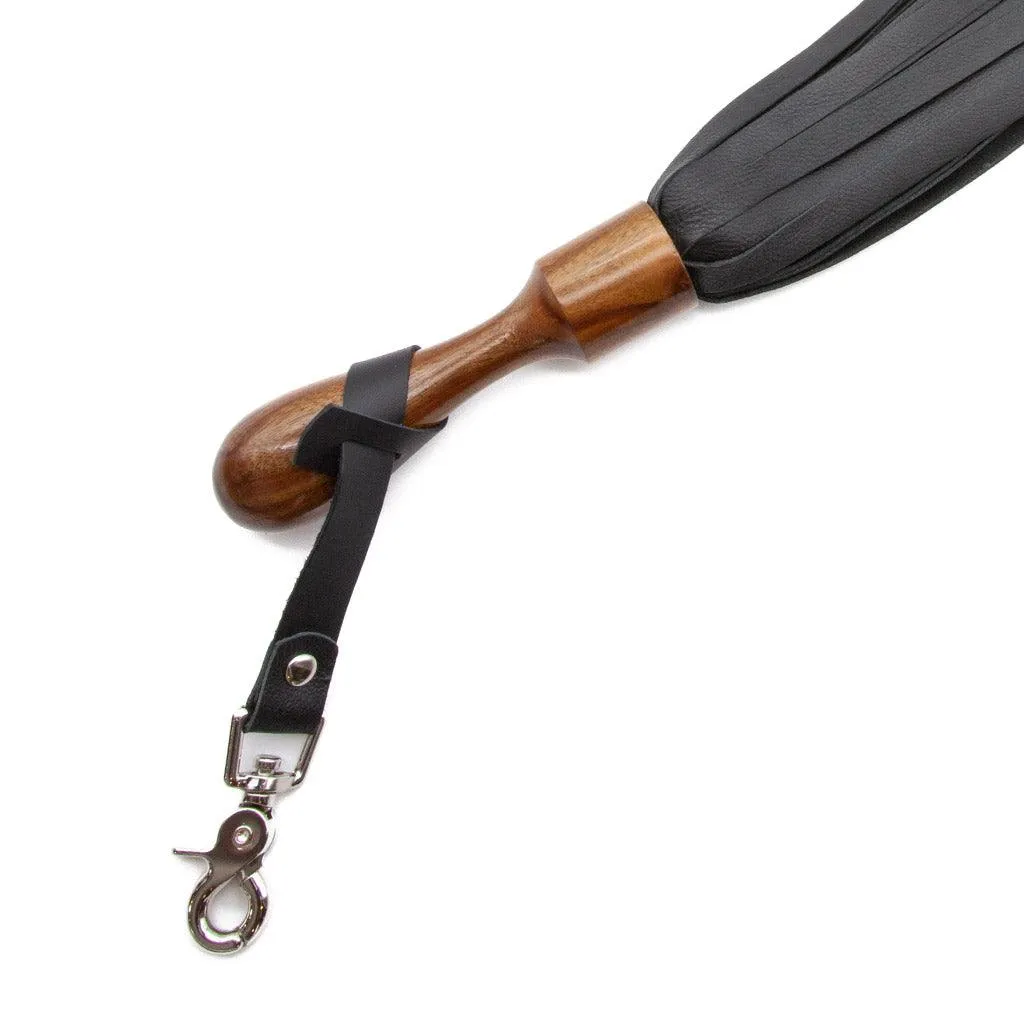 Sissoo Rosewood Short Round Handle Leather Flogger